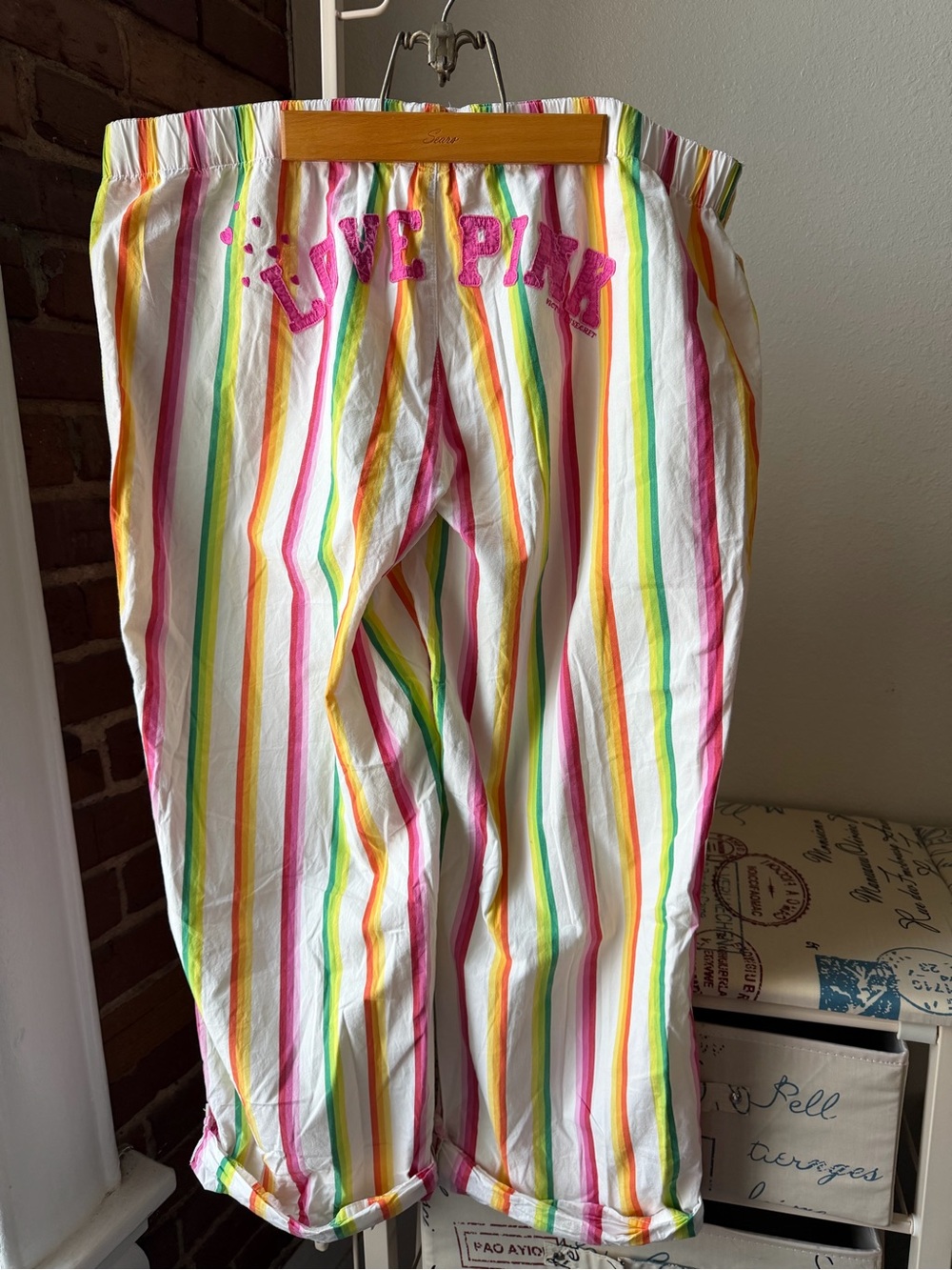 Victoria's Secret Love Pink Multi-Color Striped Pajama Pants